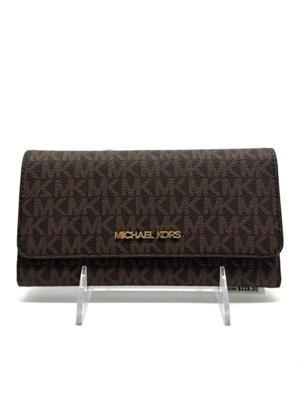 Michael Kors Large Trifold Wallet Brown Signature